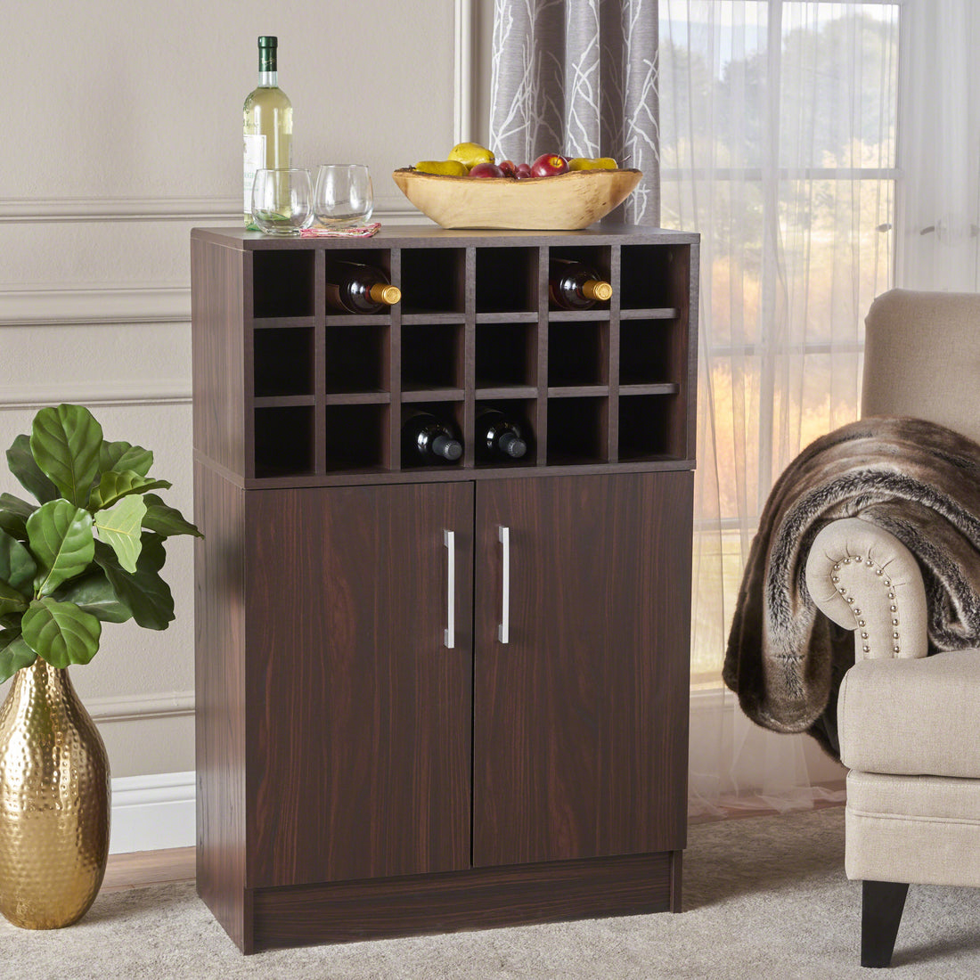 Wine & Bar Cabinet Wenge Particle Board