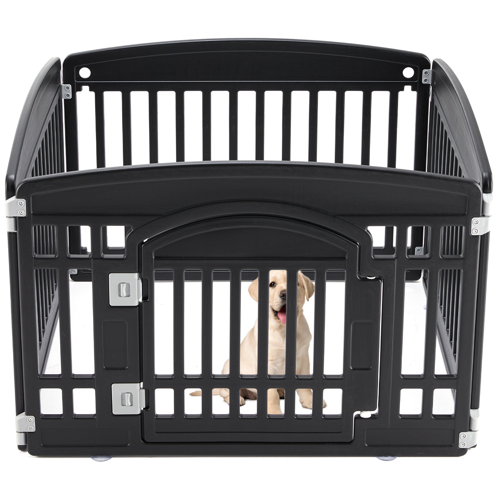 Dog Playpen Adjustable Folding Portable Pet Fence For Small To Medium Dogs Indoor Outdoor Use,4 Panel,Black Black Plastic