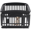 Dog Playpen Adjustable Folding Portable Pet Fence For Small To Medium Dogs Indoor Outdoor Use,4 Panel,Black Black Plastic