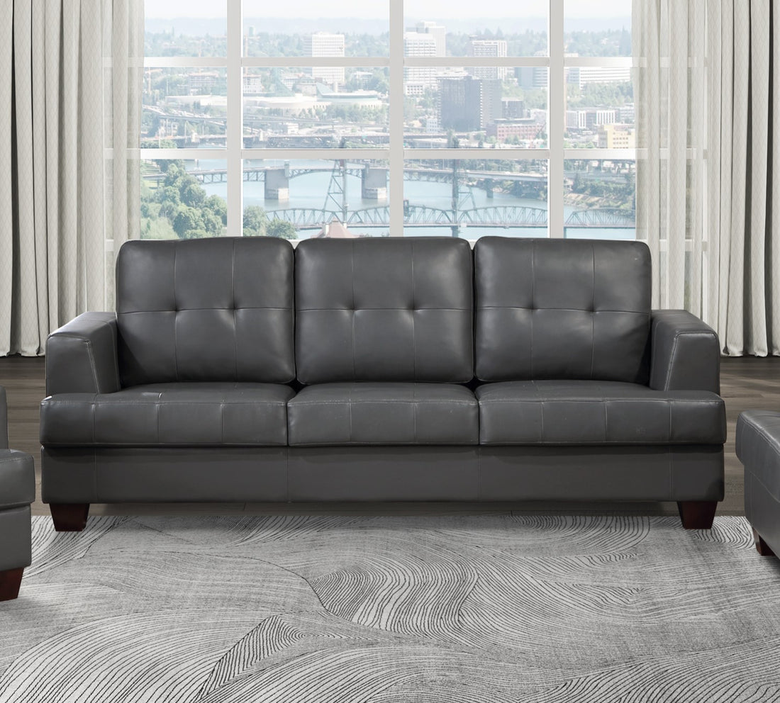 Modern Design 2Pc Sofa Set Premium Faux Leather Upholstery Gray Sofa Loveseat Comfort Tufted Detail Solid Wood Frame Living Room Furniture Gray Faux Leather Wood Primary Living Space Modern Faux Leather 5 Seat