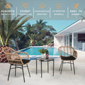 3 Pieces Of Luxury Outdoor Wicker Furniture Patio Bistro Style Table And Chair Combination,Weather Resistant Pe Wicker Weave, Stainless Steel Fame, Suitable For Garden, Terrace,Backyard Casua Yes Black Natural Seats 2 Garden & Outdoor 2 Person Seating