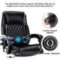 Executive Office Chair 400Lbs Heavy Duty Office Chair, Wide Seat Bonded Leather Office Chair With 30 Degree Back Tilt & Lumbar Support Black Caster Iron Black Office Dry Clean Round Handle Office Chairs Solid Back Casters Leather