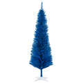 Homcom 6' Artificial Pencil Christmas Tree, Slim Xmas Tree With 390 Realistic Branch Tips And Plastic Stand, Blue Blue Plastic