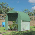 Outsunny 6' X 6' X 6' Tunnel Greenhouse Outdoor Walk In Hot House With Roll Up Plastic Cover And Zippered Door, Steel Frame, Green Green Steel