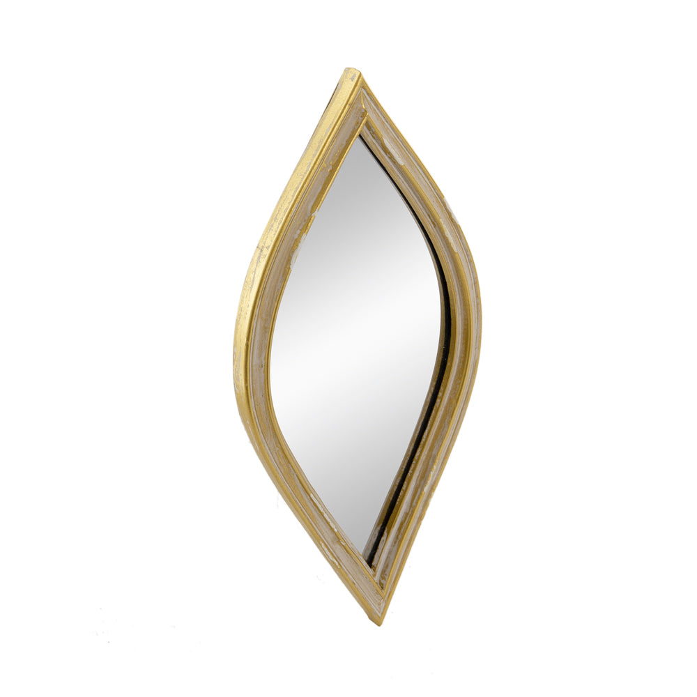 Small Decorative Mirror For Wall Decor, 2 Pieces Wall Accent, 4.5X9.5" Antique Gold Polyresin