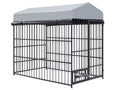 Large Dog Kennel Outdoor Pet Pens Dogs Run Enclosure Animal Hutch Metal Coop Fence With Roof Cover 6.6'L X 3.9'W X 5.9'H Black Iron