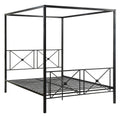 Black Finish Queen Platform Bed Canopy Metal Frame Modern Traditional 1Pc Box Spring Not Required Queen Black Metal Bedroom Canopy Metal