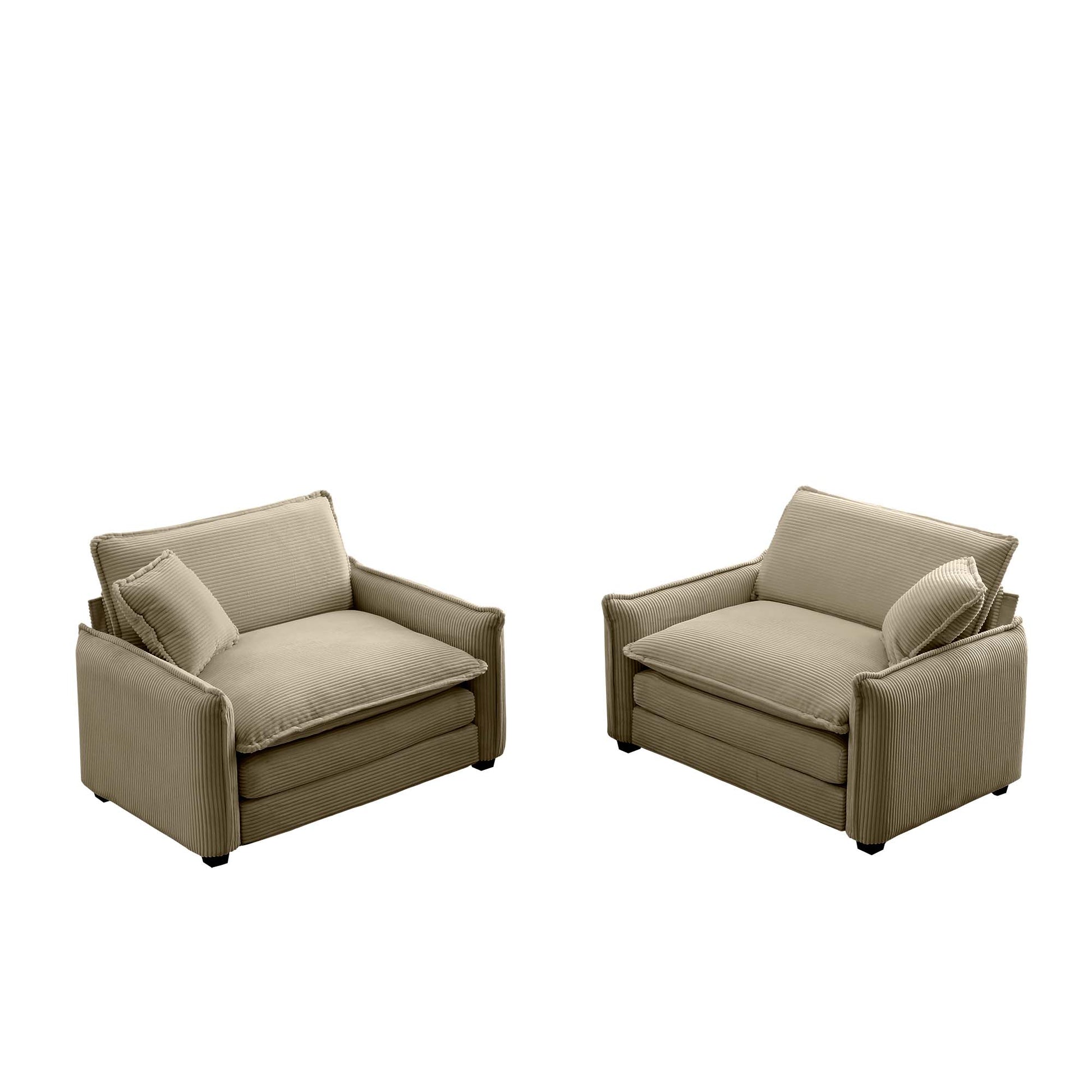 Tan Corduroy,Luxurious And Sophisticated Deep Seated Sofa Set With Two Single Deep Seat Sofa Suitable For Living Room And Office Tan Corduroy 2 Seat