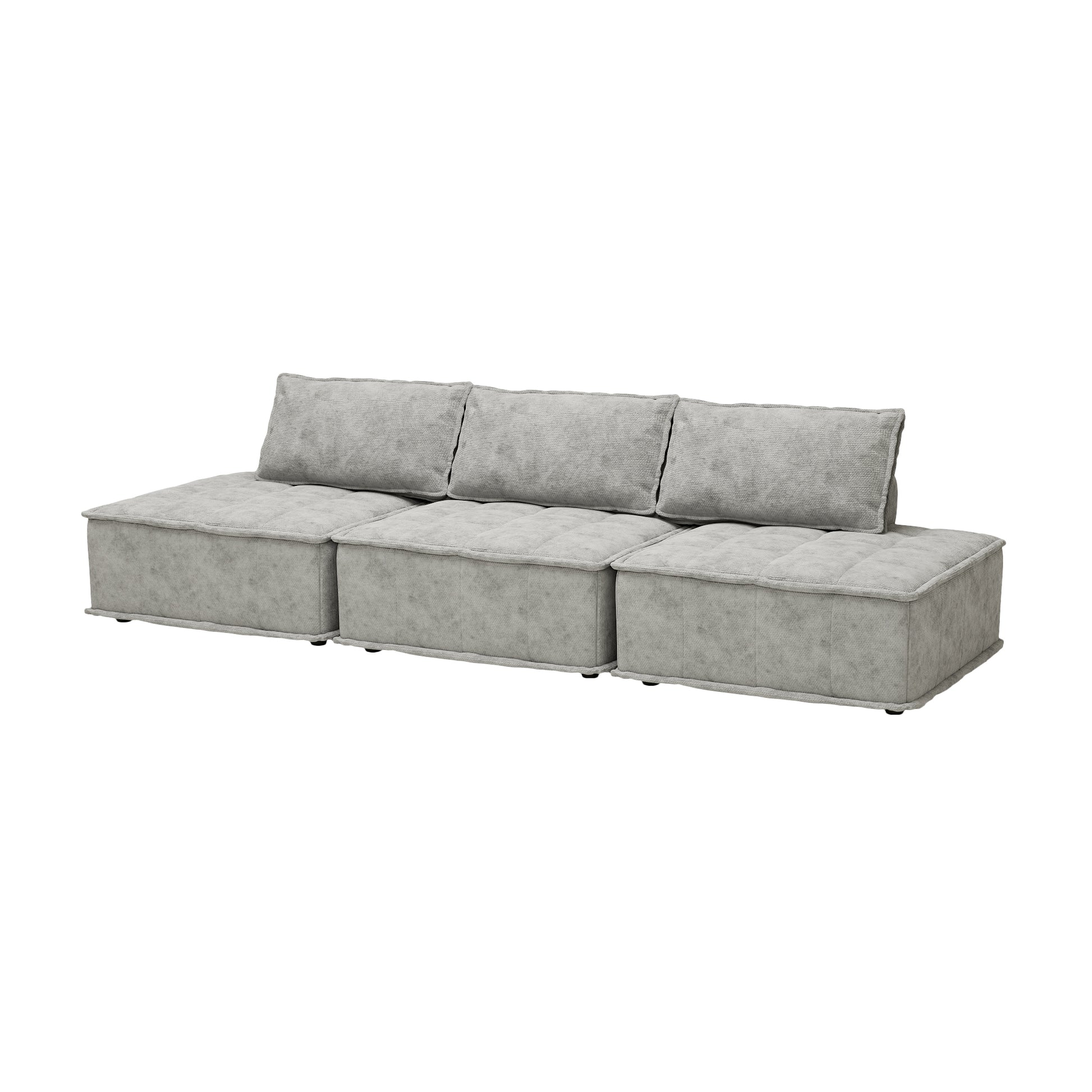 Light Grey 3 Piece Modular Sofa Oversized Sectional Couch For Living Room Coffice Shop, Flexible Seating Arrangement, Modern Design Sofa Grey Chenille 3 Seat