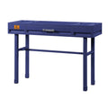 Blue Writing Desk With 1 Drawer Blue Office Industrial Rectangular Drawers Wood Metal