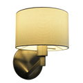 Nebula Brushed Nickel Base Wall Lamp With Rotary Switch White Fabric Shade Nickel,Silver,White Fabric,Metal