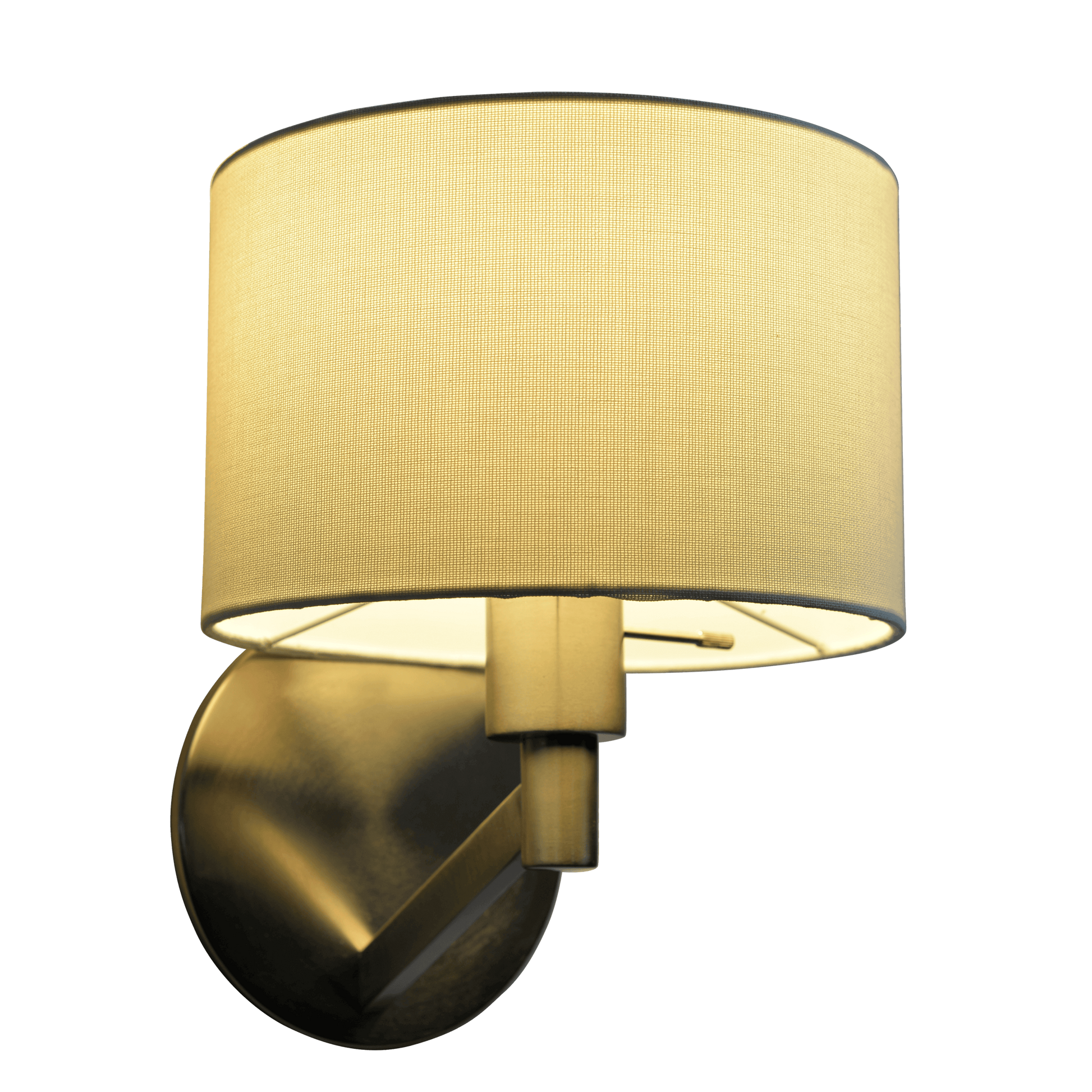 Nebula Brushed Nickel Base Wall Lamp With Rotary Switch White Fabric Shade Nickel,Silver,White Fabric,Metal