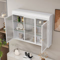 3 Door Arched Wall Mounted Glass Cabinets For Kitchen, Living Room And Bathroom White White Glass Metal