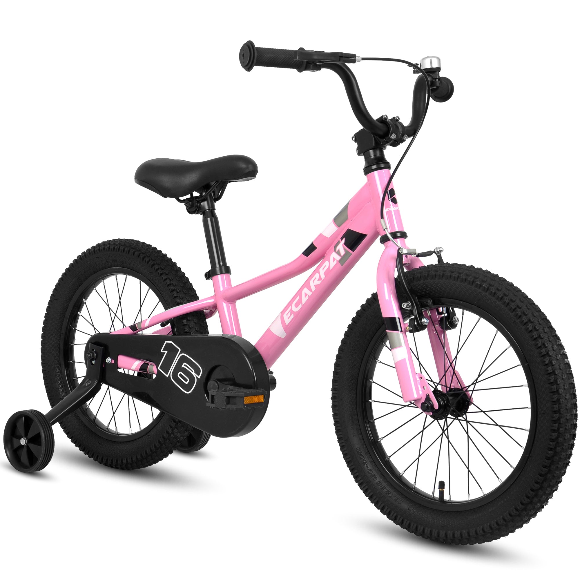 A16117 Ecarpat Kids' Bike 16 Inch Wheels, 1 Speed Boys Girls Child Bicycles For 3 4Years, With Removable Training Wheels Baby Toys, Front V Brake, Rear Holding Brake Pink Cute Polyurethane Foam 3 To 4 Years Carbon Steel Outdoor