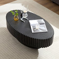 Modern Handcraft Drum Coffee Table Length 43.7 Inch Ellipse Coffee Table For Living Room,Small Coffee Table With Sturdy Pedestal,Black Mdf Matt Black Mdf
