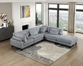 5Pc Modular Sectional Set Gray Corduroy Upholstery 2X Armless Chairs 2X Corner Seats 1X Ottoman Pillows Living Room Furniture Gray Corduroy Wood Primary Living Space Contemporary,Modern Modular