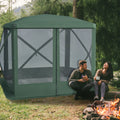 Outsunny Pop Up Camping Canopy Gazebo Screen Shelter Tent With Single Person Easy Set Up, Ventilating Mesh, Portable Carry Bag For Outdoor Camping Party Event, 7X7Ft, Green Green Polyester