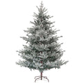 Homcom 7.5Ft Nordic Pine Artificial Christmas Tree With 1218 Snow Flocked Tips, Foldable Metal Stand, Easy Assembly, Hinged Xmas Tree For Home Office Holiday Green Plastic