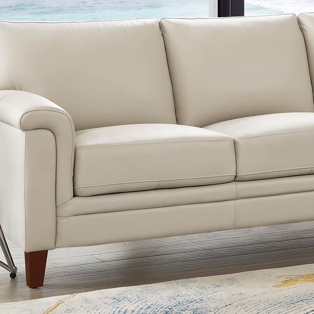 Westcott Leather Sofa Beige Memory Foam Genuine Leather 3 Seat