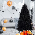 9Ft Pre Lit Black Christmas Tree, Full Halloween Xmas Artificial Tree 3176 Branch Tips, 750 Lights, Metal Hinges, Foldable Base, Holiday Decoration Black Black Polyethylene