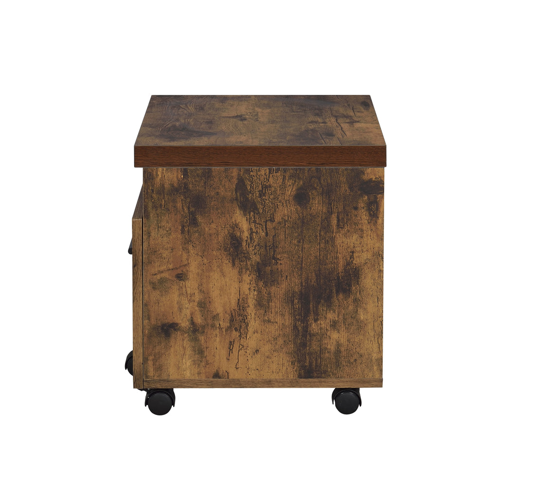 Bob Weathered Oak & Black Finish File Cabinet Oak Metal,Synthetic Wood