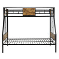 Twin Over Full Metal Bunk Bed With 2 Side Ladder And Full Length Guardrail, No Box Spring Needed, Large Under Bed Storage, Easy Assembleblack & Brown Full Black Brown Mdf Metal