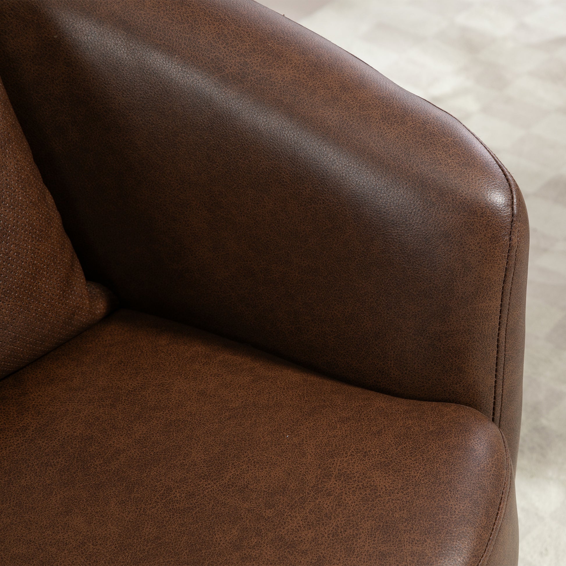 Upholstered Swivel Barrel Armchair With Storage Modern Living Room Side Chair For Bedroom Office Reading Spaces Pu Dark Brown Dark Brown Foam Upholstered