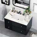 37 Inch Marble Vanity Top, Bathroom Vanity Top With Undermount Rectangular Middle Sink And 4