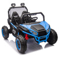 24V Two Seater Kids Ride On Utv W Parents Control,400W Super Power,Four Wheel Suspension,Led Light With Rear Searchlight,Bluetooth,Mp3,Music,Rear Storage Space,Speeds 3.73 4.97Mph For Kids Aged 3 . Blue 50 99 Lbs Polypropylene