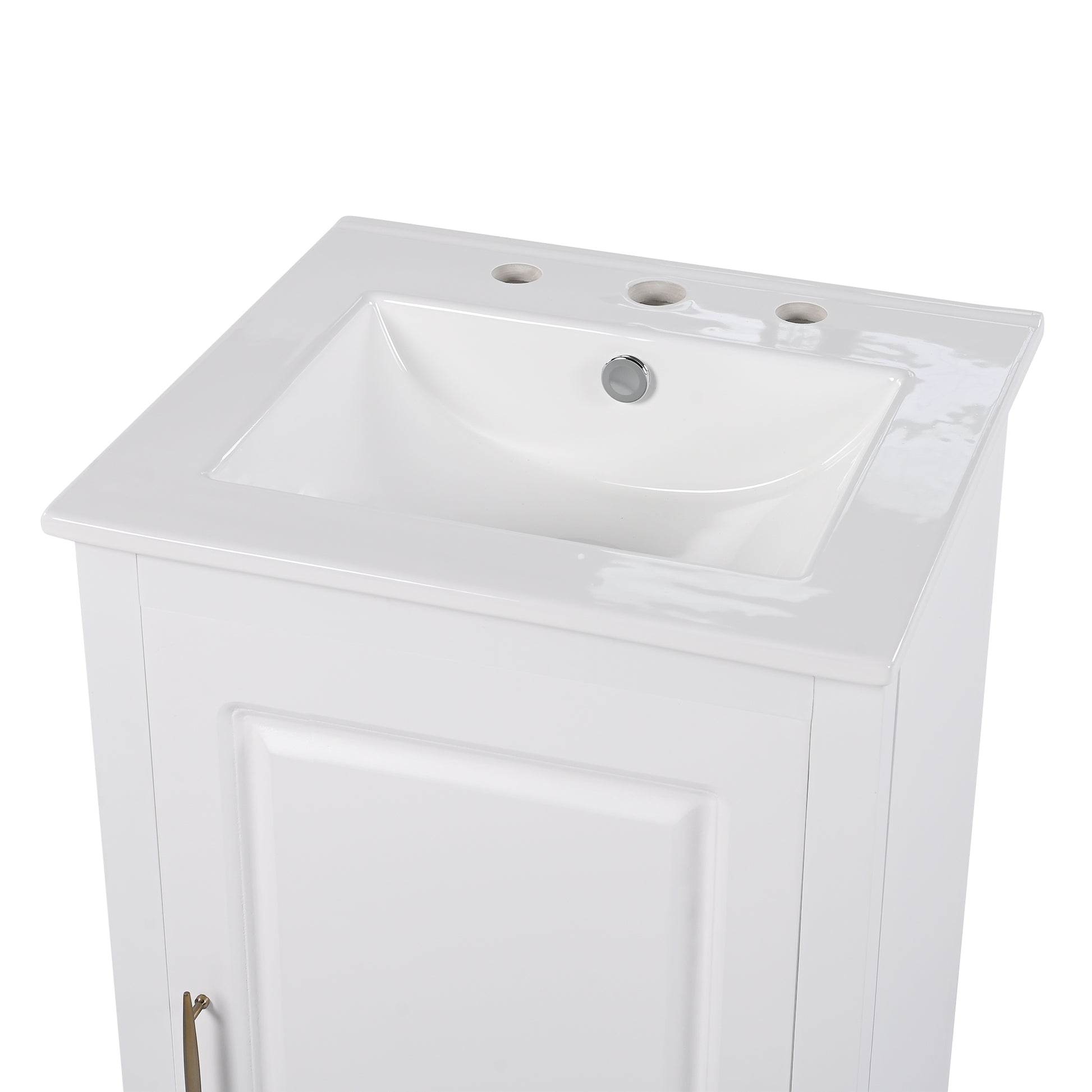 20.3" Bathroom Vanity With Sink, Functional Drawer, Door Shelf, Soft Closing Door, White White Acacia Wood,Ceramic Mdf