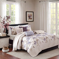6 Piece Printed Quilt Set With Throw Pillows Taupe Full Queen Full Multicolor Cotton