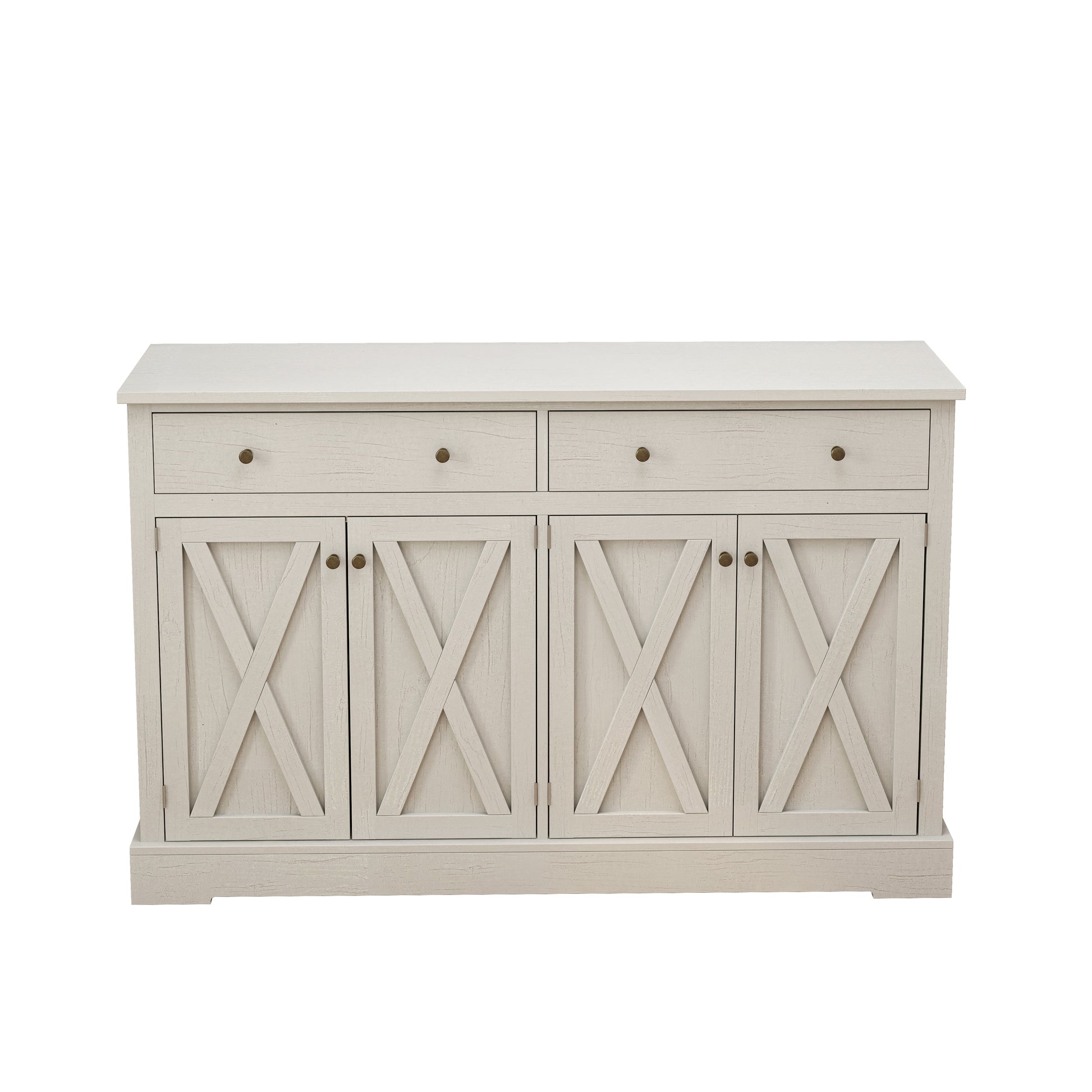 Vintage White Sideboard With Two Drawers And Four Doors For Living Room, Bedroom, And Kitchen, Room Storage Cabinet, Vintage White White Mdf