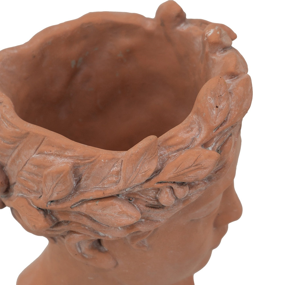 D7X11" Visage Head Bust Planter, Brown Brown Garden & Outdoor Cement