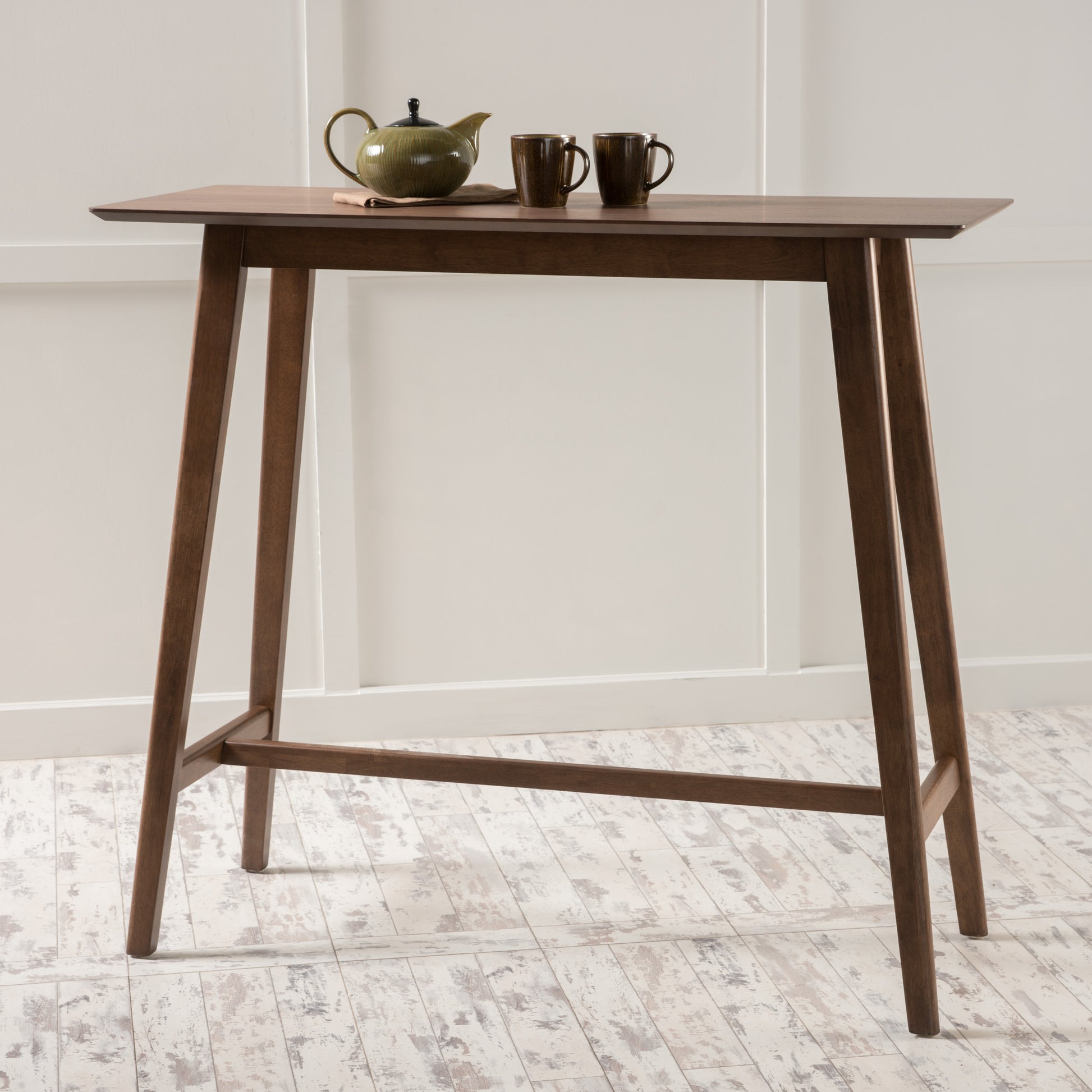 Wood Bar Table, Natural Walnut Finish, 17.72 In X 47.24 In X 42.01 In Walnut Mdf