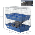 Pawhut 2 Tier Guinea Pig Cage, Ferret Cage, Chinchilla Cage, Small Animal Cage Indoor With Dish And Bottle, 2 Doors, Deep Bottoms, Ramp, 28