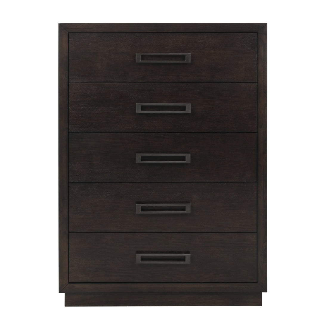 Modern Bedroom Furniture 1Pc Chest Of 5X Drawers Charcoal Finish Stylish Gunmetal Tone Handles Charcoal Bedroom Modern Wood