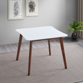 Benton Modern White Top Dining Table Brown,White Seats 4 Brown Dining Room Mid Century Modern Rubberwood Square Mdf,Solid Wood