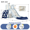 5 1 Toddler Slide Set, Freestanding Space Set With Slide, Kids Slide Playset Structure, Telescope And Basketball Hoop, Toy Storage Space, Kids Climbers Playground Blue 50 99 Lbs Cute 1 To 2 Years Hdpe Indoor & Outdoor Use