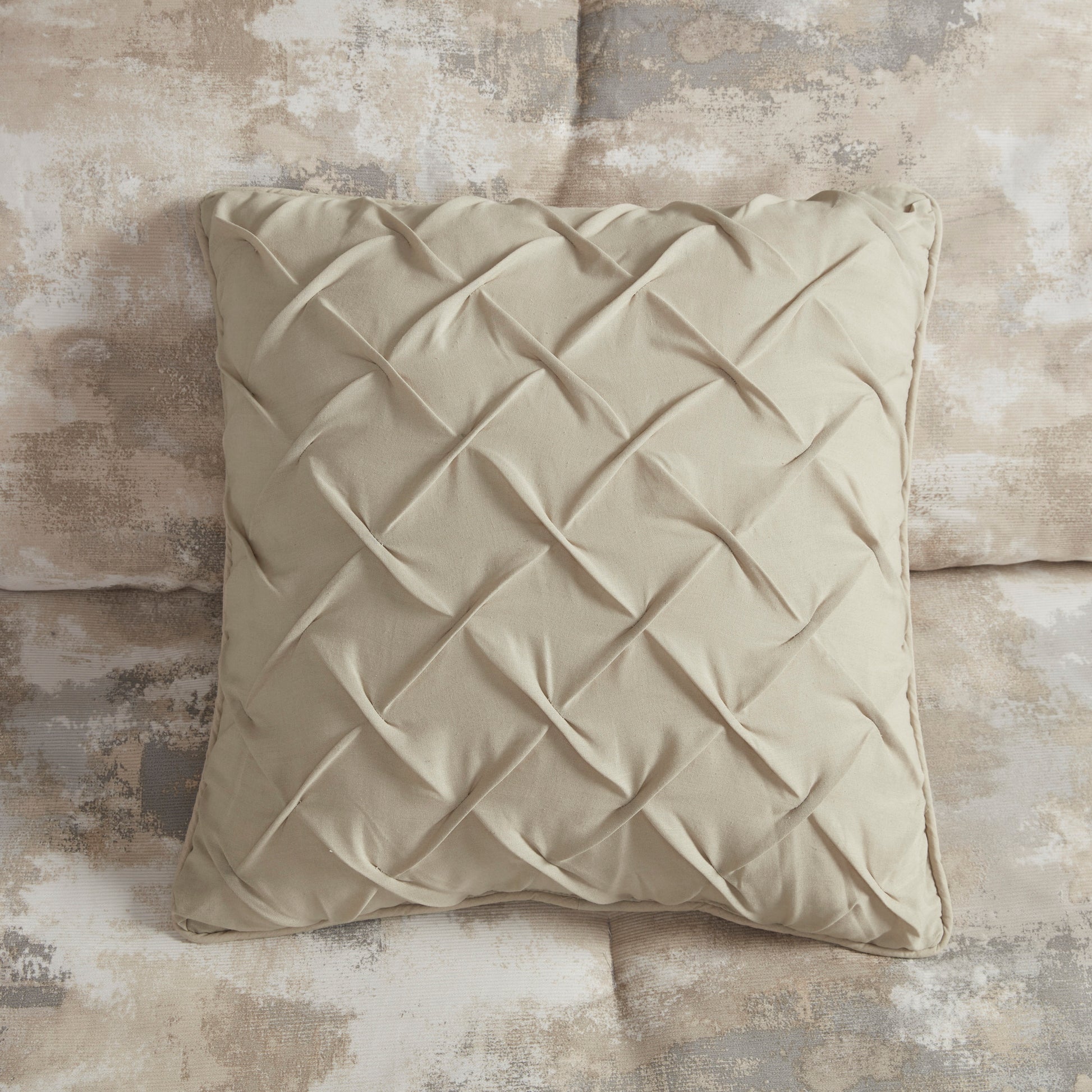 7 Piece Textured Cotton Blend Comforter Set Gray Cal King California King Multicolor Polyester