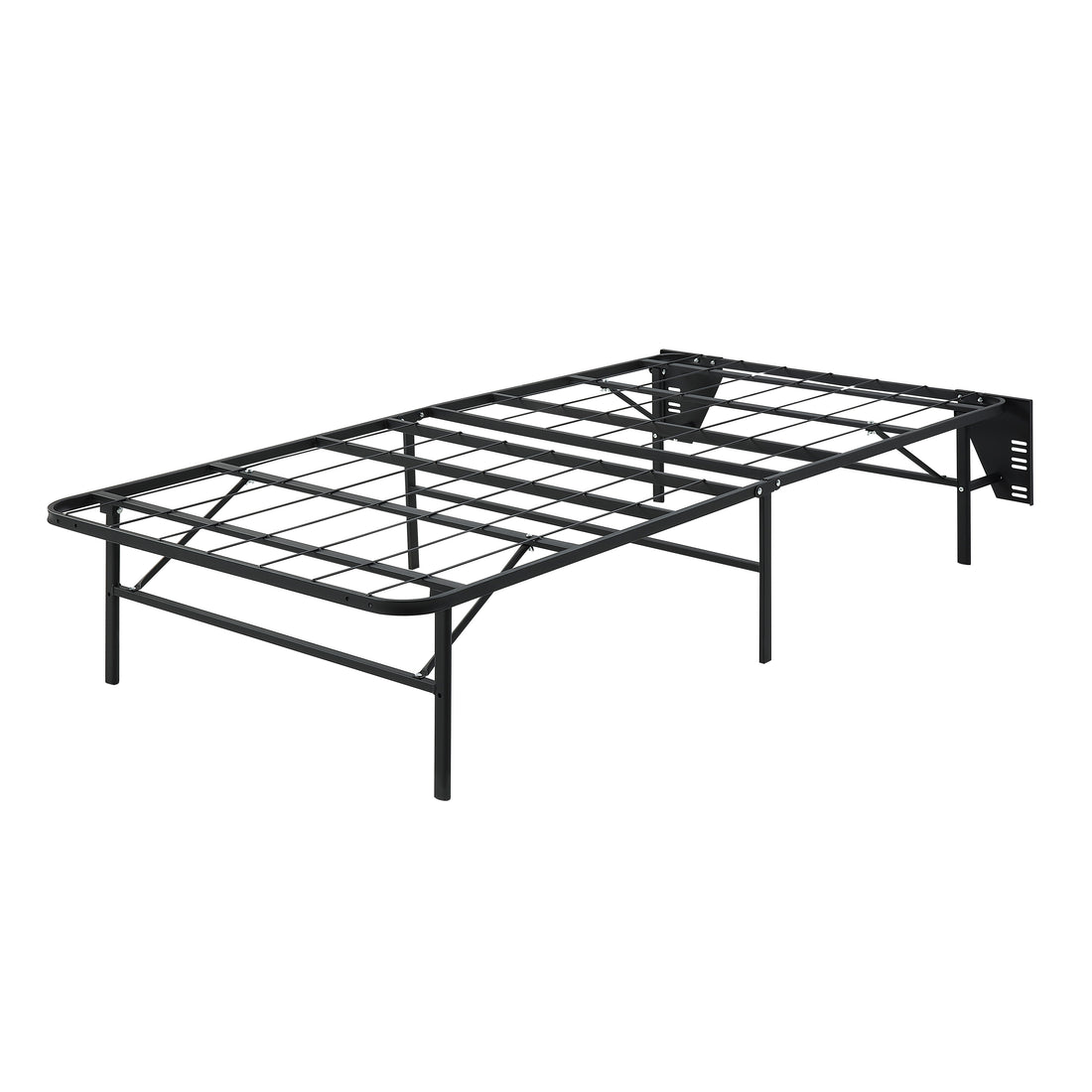 Black Metal Platform Foldable Bed Frame Twin Size, Toolless High Profile Design Twin Black Metal Bedroom Bed Frame Metal