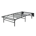 Black Metal Platform Foldable Bed Frame Twin Size, Toolless High Profile Design Twin Black Metal Bedroom Bed Frame Metal