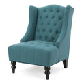 Upholstered Wingback Chair Teal Fabric