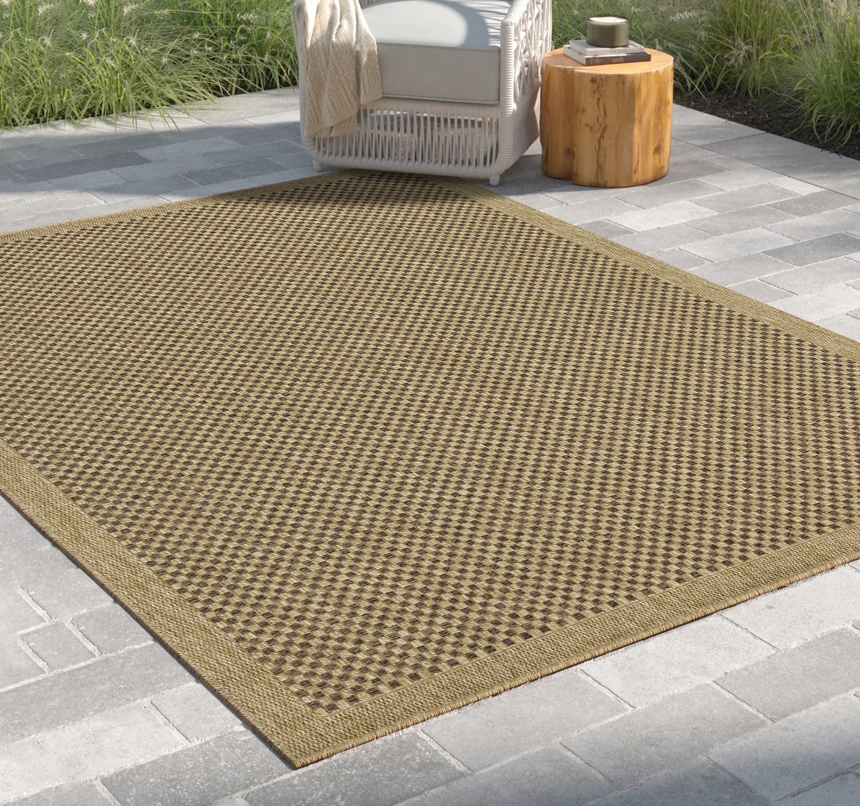 Earth Gc Ntl1005 Jute Mocha 5 Ft. 3 In. X 7 Ft. 3 In. Indoor Outdoor Area Rug Natural & Light Brown Polyester Polypropylene