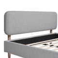 Diego Low Upholstered Platform Bed, Queen, Light Grey Polyester Box Spring Not Required Queen Gray Wood Foam Polyester Polyester