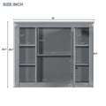 35'' X 28'' Wall Mounted Bathroom Storage Cabinet, Medicine Cabinet, Modern Bathroom Wall Cabinet With Mirror, Mirror Cabinet With 6 Open Shelves Not Include Bathroom Vanity Grey Bathroom Mdf