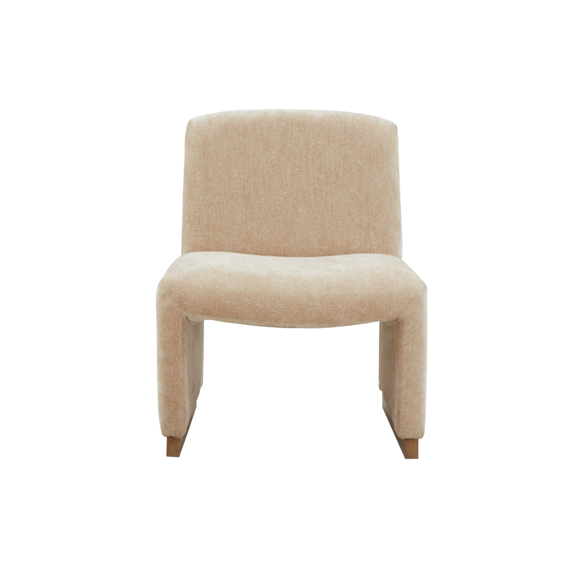 Comfy Accent Chair, Upholstered Slipper Chair, Armless Chair With Wood Legs And Soft Fabric For Living Room, Bedroom,Beige Beige Foam Wood Fabric