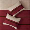 7 Pc Pieced Faux Suede Comforter Set Red King King Red Polyester