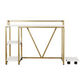 Techni Mobili Industrial Writing Desk, Gold Gold Computer Desk Office Modern Rectangular Rectangular Engineered Wood