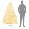 Homcom 6Ft Tall Prelit Artificial Christmas Tree Holiday D Cor With 638 Branches, 220 Warm White Led Lights, Auto Open, White White Plastic