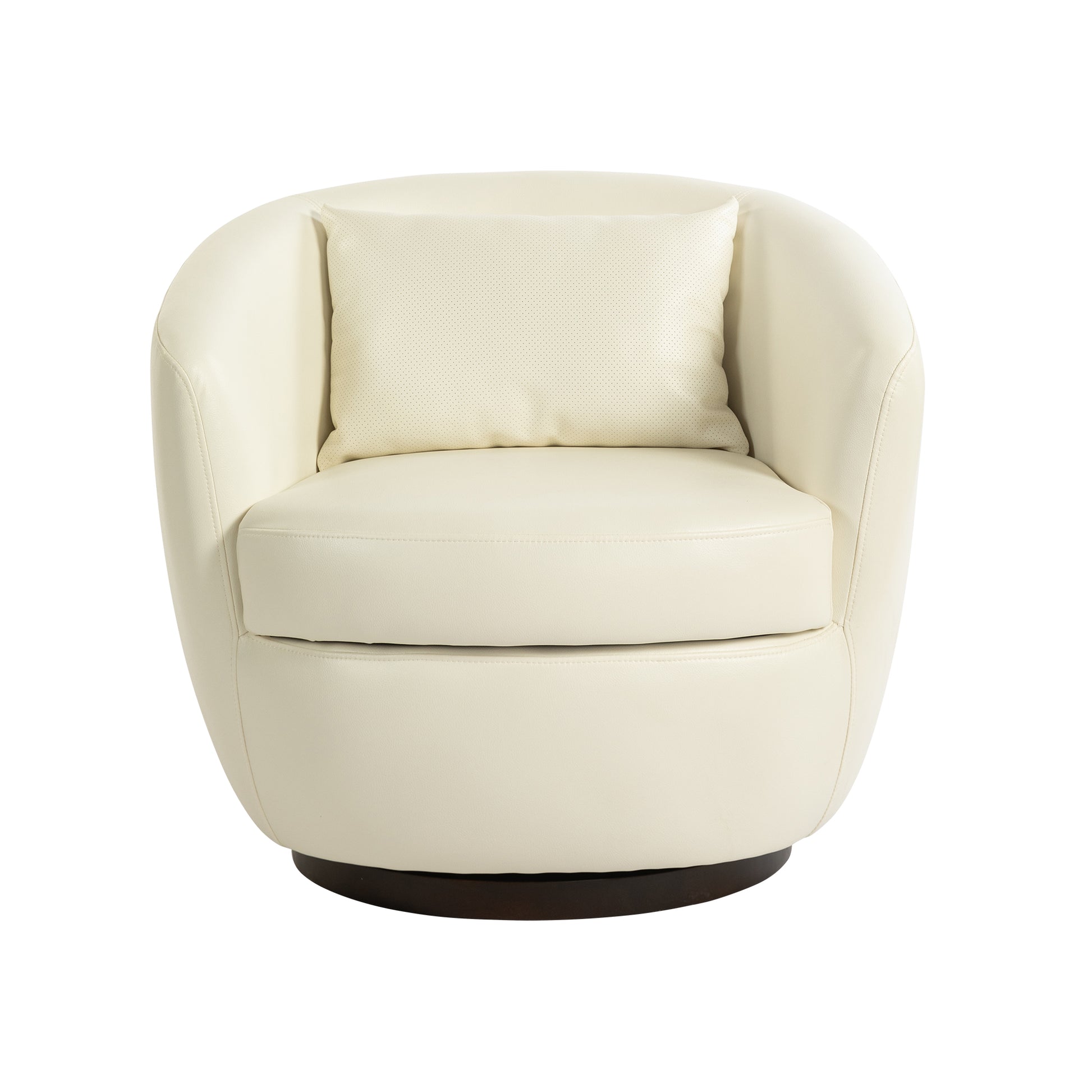 Upholstered Swivel Barrel Armchair With Storage Modern Living Room Side Chair For Bedroom Office Reading Spaces Pu Light Beige Light Beige Foam Upholstered